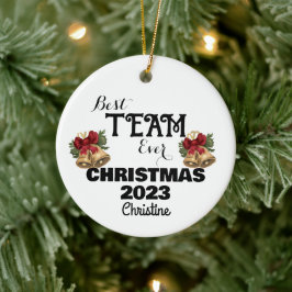 eenvoudige gepersonaliseerde collega's kerstcadeau keramisch ornament