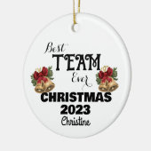 eenvoudige gepersonaliseerde collega's kerstcadeau keramisch ornament (Links)