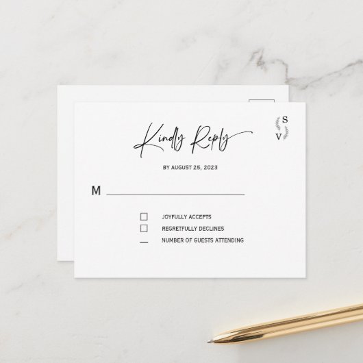 Eenvoudige gepersonaliseerde Elegant minimalistisc Briefkaart (Voorkant / Achterkant in situ)