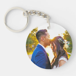 Eenvoudige gepersonaliseerde foto- en tekstfoto sleutelhanger