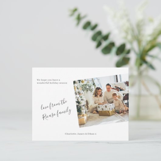 Eenvoudige gepersonaliseerde foto Kerstvakantie Briefkaart (Staand voorkant)