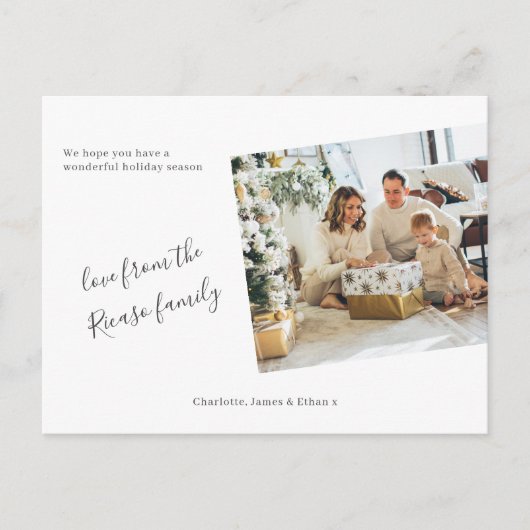 Eenvoudige gepersonaliseerde foto Kerstvakantie Briefkaart (Voorkant)