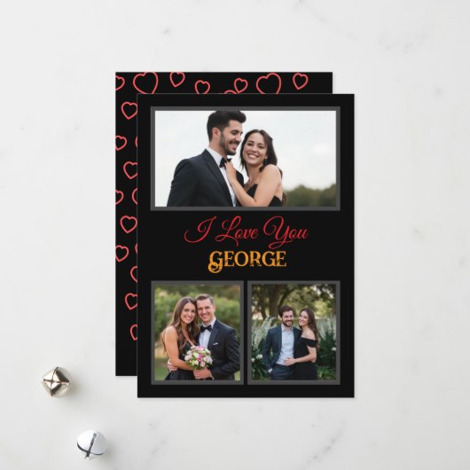 Eenvoudige gepersonaliseerde foto-Valentijnsdag Feestdagenkaart (Voorkant / Achterkant in situ)