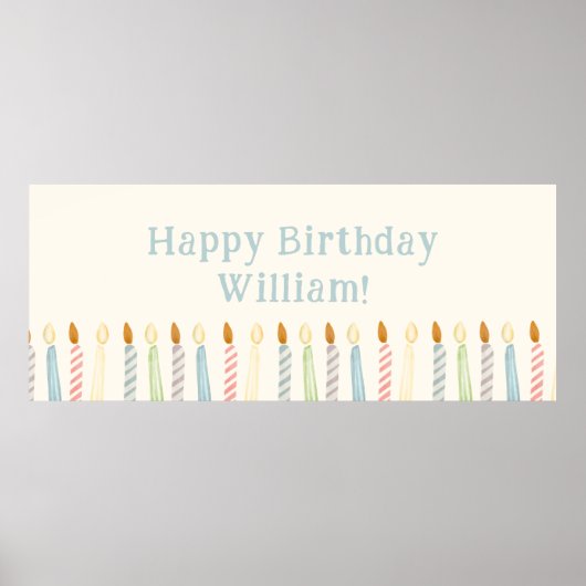 Eenvoudige gepersonaliseerde Happy Birthday Candle Poster (Voorkant)