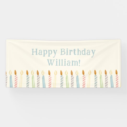 Eenvoudige gepersonaliseerde Happy Birthday Candle Spandoek (Horizontaal)