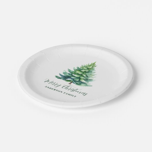 Eenvoudige gepersonaliseerde kerstboom papieren bordje (Gekanteld)