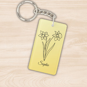 Eenvoudige Gepersonaliseerde Maart Geboorte Bloem Sleutelhanger