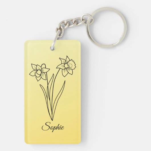 Eenvoudige Gepersonaliseerde Maart Geboorte Bloem  Sleutelhanger (achterkant)