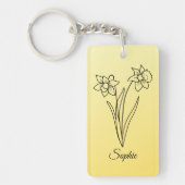 Eenvoudige Gepersonaliseerde Maart Geboorte Bloem  Sleutelhanger (Voorkant)