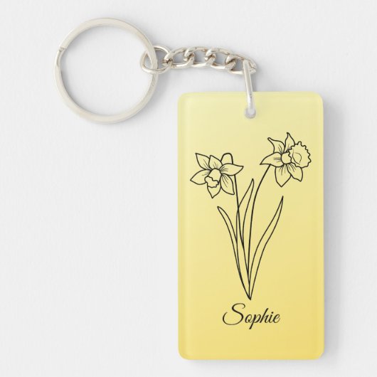 Eenvoudige Gepersonaliseerde Maart Geboorte Bloem  Sleutelhanger (Voorkant)