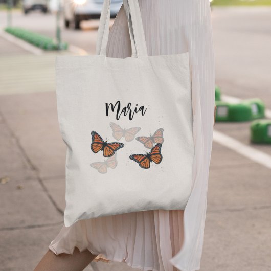 Eenvoudige gepersonaliseerde monarch vlinders tote bag