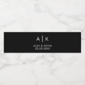 Eenvoudige gepersonaliseerde Monogram bruiloft Waterfles Etiket (Enkel label)