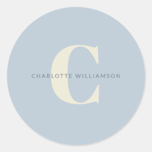 Eenvoudige gepersonaliseerde monogram en naam in b ronde sticker