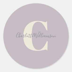 Eenvoudige gepersonaliseerde monogram en naam in l ronde sticker