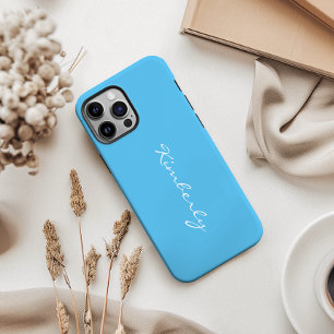 Eenvoudige gepersonaliseerde naam blauw iPhone 15 pro max hoesje