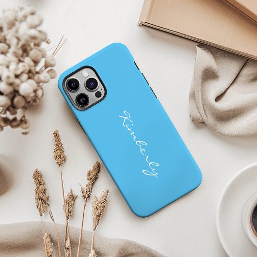 Eenvoudige gepersonaliseerde naam blauw Case-Mate iPhone case