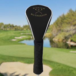 Eenvoudige gepersonaliseerde naamgolfclubs zwart e golfheadcover