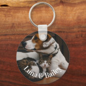 Eenvoudige Gepersonaliseerde Pet 2 foto's Sleutelhanger (Voorkant)