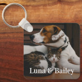 Eenvoudige Gepersonaliseerde Pet 2 foto's Sleutelhanger (Voorkant)