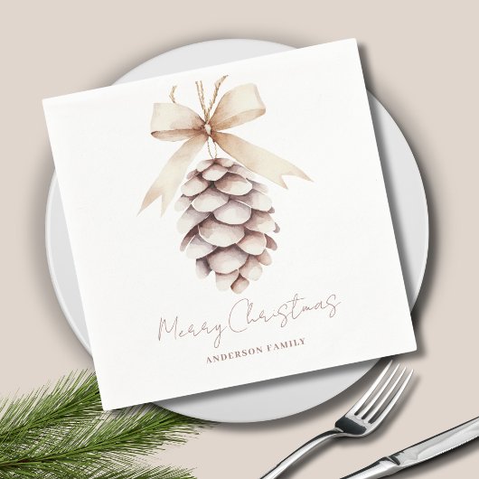 Eenvoudige Gepersonaliseerde Pinecone Kerstmis Servet