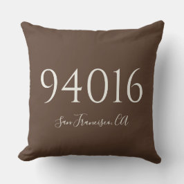 Eenvoudige gepersonaliseerde postcode en stad kussen