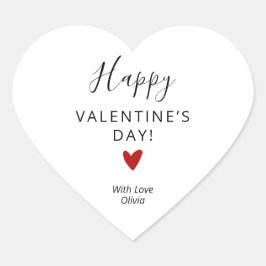 Eenvoudige gepersonaliseerde rode witte Valentijns Hart Sticker