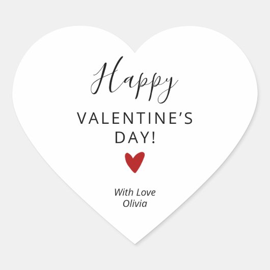 Eenvoudige gepersonaliseerde rode witte Valentijns Hart Sticker (Voorkant)