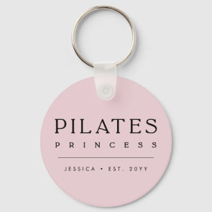 Eenvoudige Gepersonaliseerde Roze Pilates Prinses Sleutelhanger