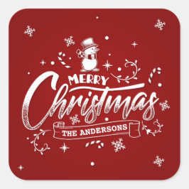 Eenvoudige gepersonaliseerde Snowman Kerst sticker