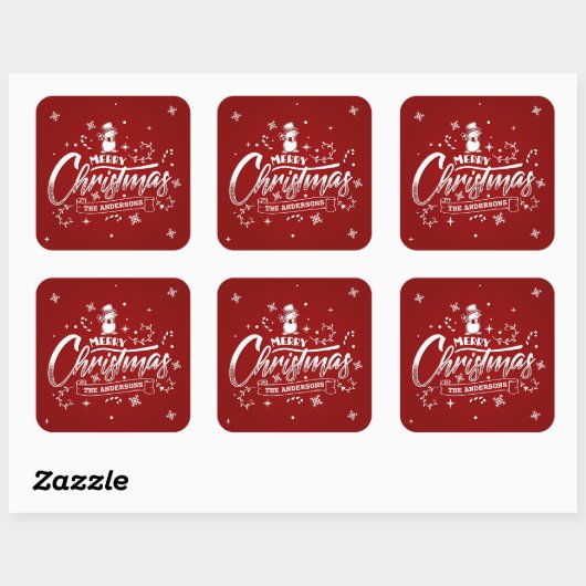 Eenvoudige gepersonaliseerde Snowman Kerst sticker (Vel)