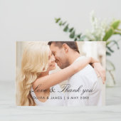 Eenvoudige gepersonaliseerde trouwthank-youkaart, bedankkaart (Staand voorkant)