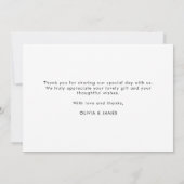 Eenvoudige gepersonaliseerde trouwthank-youkaart, bedankkaart (Achterkant)