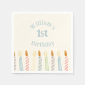 Eenvoudige gepersonaliseerde verjaardagsnaam kaars servet (Voorkant)
