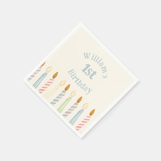 Eenvoudige gepersonaliseerde verjaardagsnaam kaars servet (Hoek)