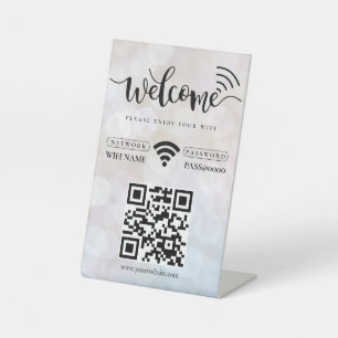 Eenvoudige gepersonaliseerde wifi-netwerk QR-code Reclamebord Met Voetstuk