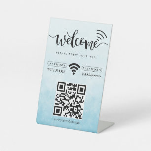 Eenvoudige gepersonaliseerde wifi-netwerk QR-code Reclamebord Met Voetstuk