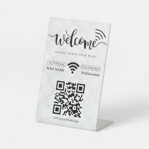 Eenvoudige gepersonaliseerde wifi-netwerk QR-code Reclamebord Met Voetstuk