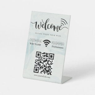 Eenvoudige gepersonaliseerde wifi-netwerk QR-codew Reclamebord Met Voetstuk