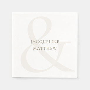 Eenvoudige gepersonaliseerde witte gouden tekst br servet