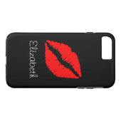 Eenvoudige gepersonaliseerde zwarte rode lippen Case-Mate iPhone case (Achterkant (Horizontaal))