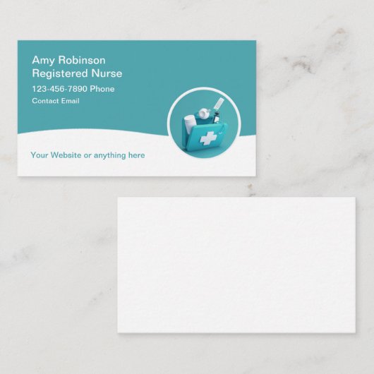 Eenvoudige geregistreerde verpleegkundige medische visitekaartje (Voorkant / Achterkant)