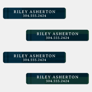 Eenvoudige geruite klassieke groene navy preppy na labels