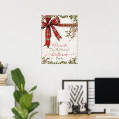Eenvoudige geruite rode strik Kerstvakantie Welkom Poster (Thuiskantoor)