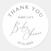 Eenvoudige Geslacht Neutrale Baby Douche Dank u Fa Ronde Sticker (Voorkant)