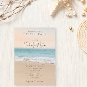 Eenvoudige Geslacht Neutrale Strand Baby Shower Kaart