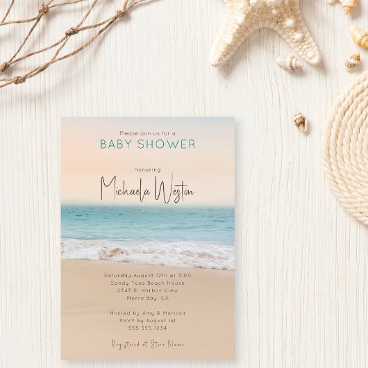 Eenvoudige Geslacht Neutrale Strand Baby Shower Kaart