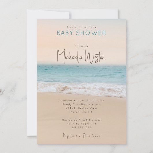 Eenvoudige Geslacht Neutrale Strand Baby Shower Kaart (Voorkant)
