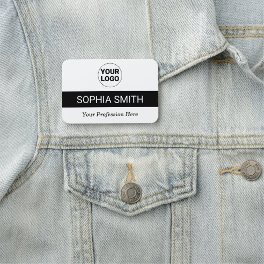 Eenvoudige Gesplitste Kleur Gepersonaliseerd Wit e Naamplaatje (In situ)