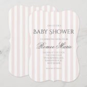 Eenvoudige gestreepte babyshower uitnodiging (Voorkant / Achterkant)