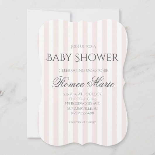 Eenvoudige gestreepte babyshower uitnodiging (Voorkant)